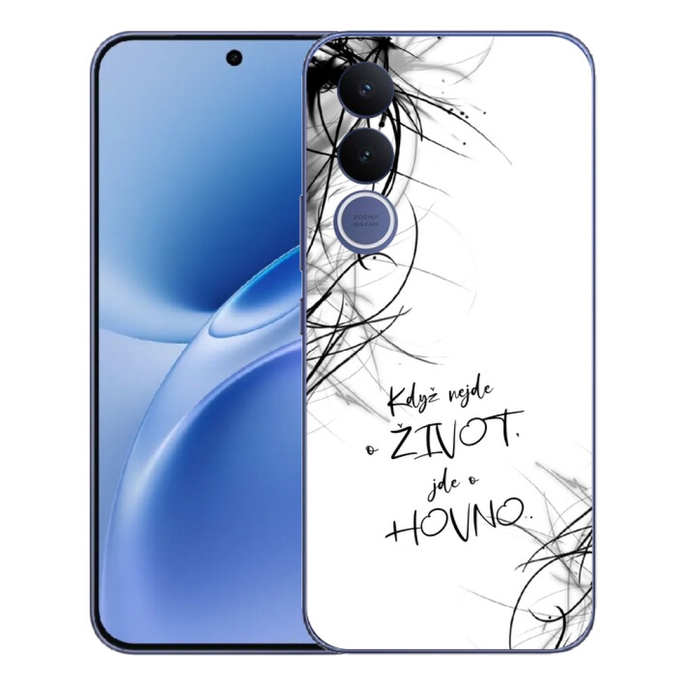 Gélový kryt mmCase na Vivo V70 FE - vtipný text 16 biele pozadie