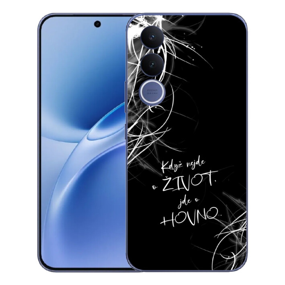 Gélový kryt mmCase na Vivo V70 FE - vtipný text 16 čierne pozadie