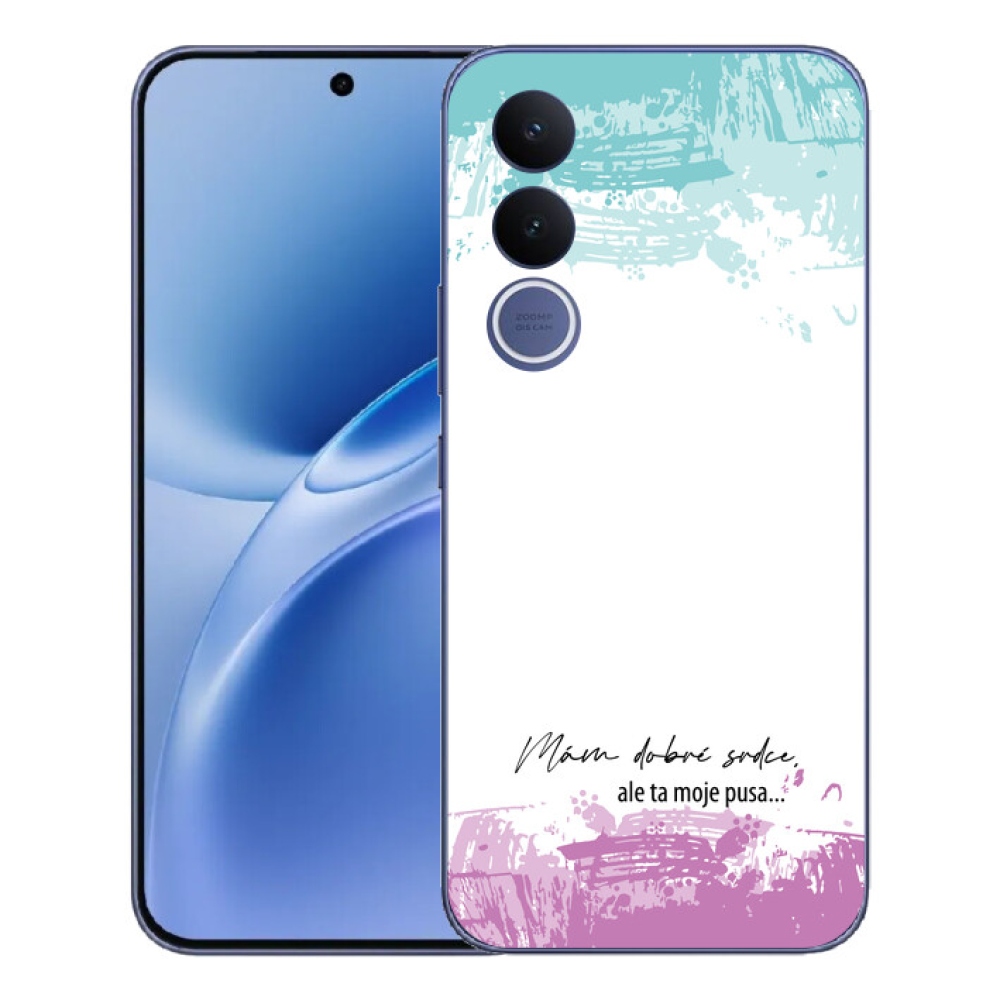 Gélový kryt mmCase na Vivo V70 FE - vtipný text 3 biele pozadie