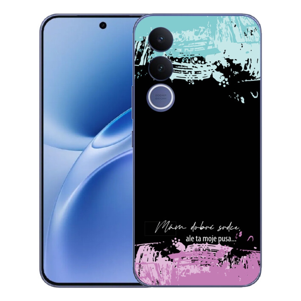 Gélový kryt mmCase na Vivo V70 FE - vtipný text 3 čierne pozadie