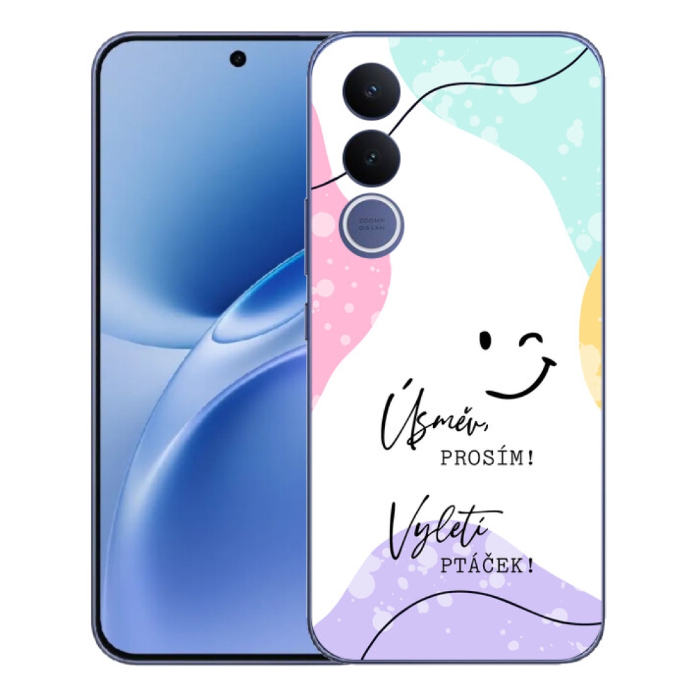 Gélový kryt mmCase na Vivo V70 FE - vtipný text 4 biele pozadie