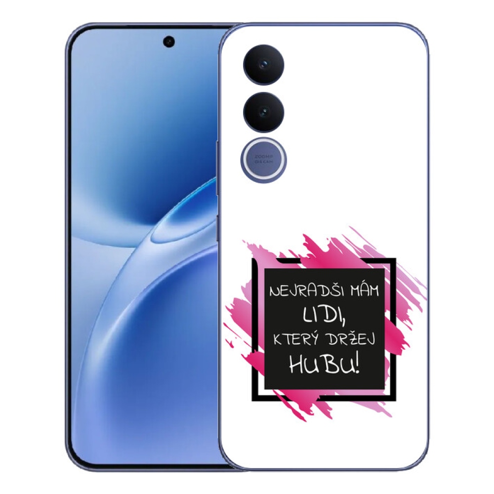 Gélový kryt mmCase na Vivo V70 FE - vtipný text 7 čiernobiele pozadie