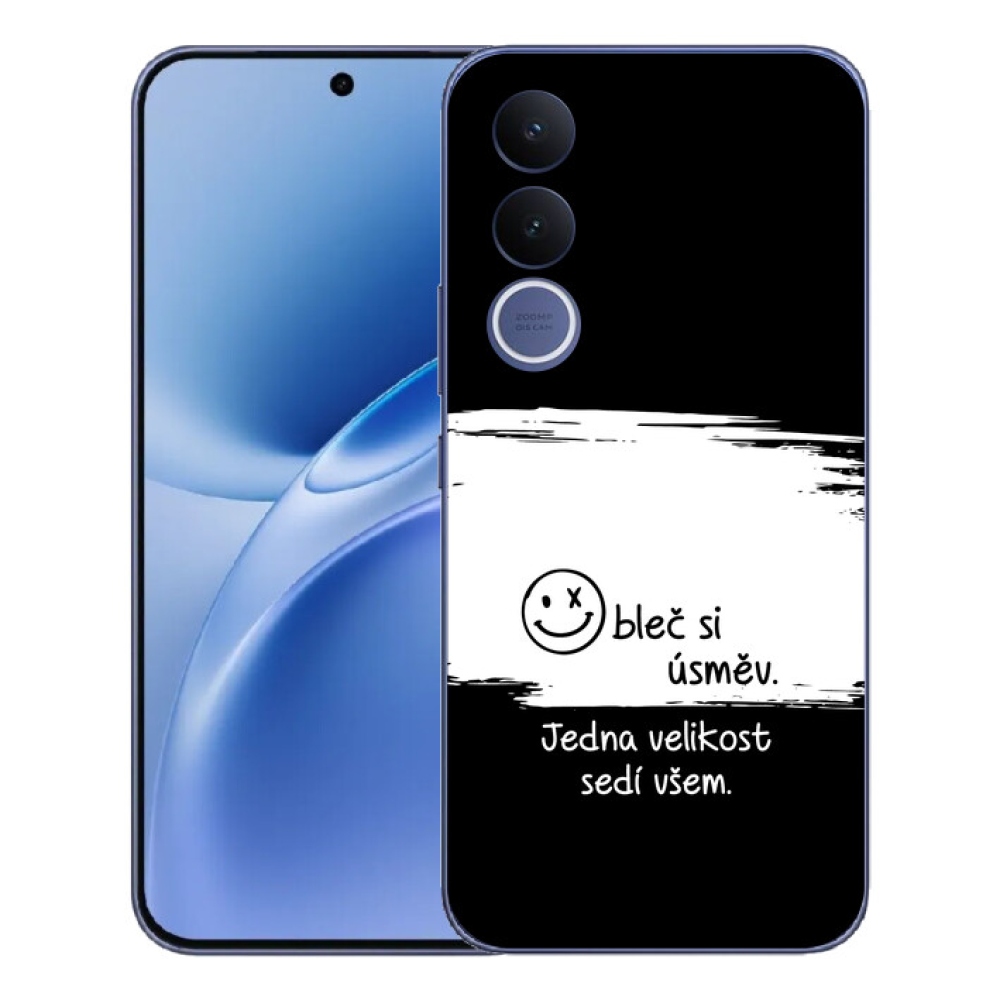 Gélový kryt mmCase na Vivo V70 FE - vtipný text 8 bieločierne pozadie