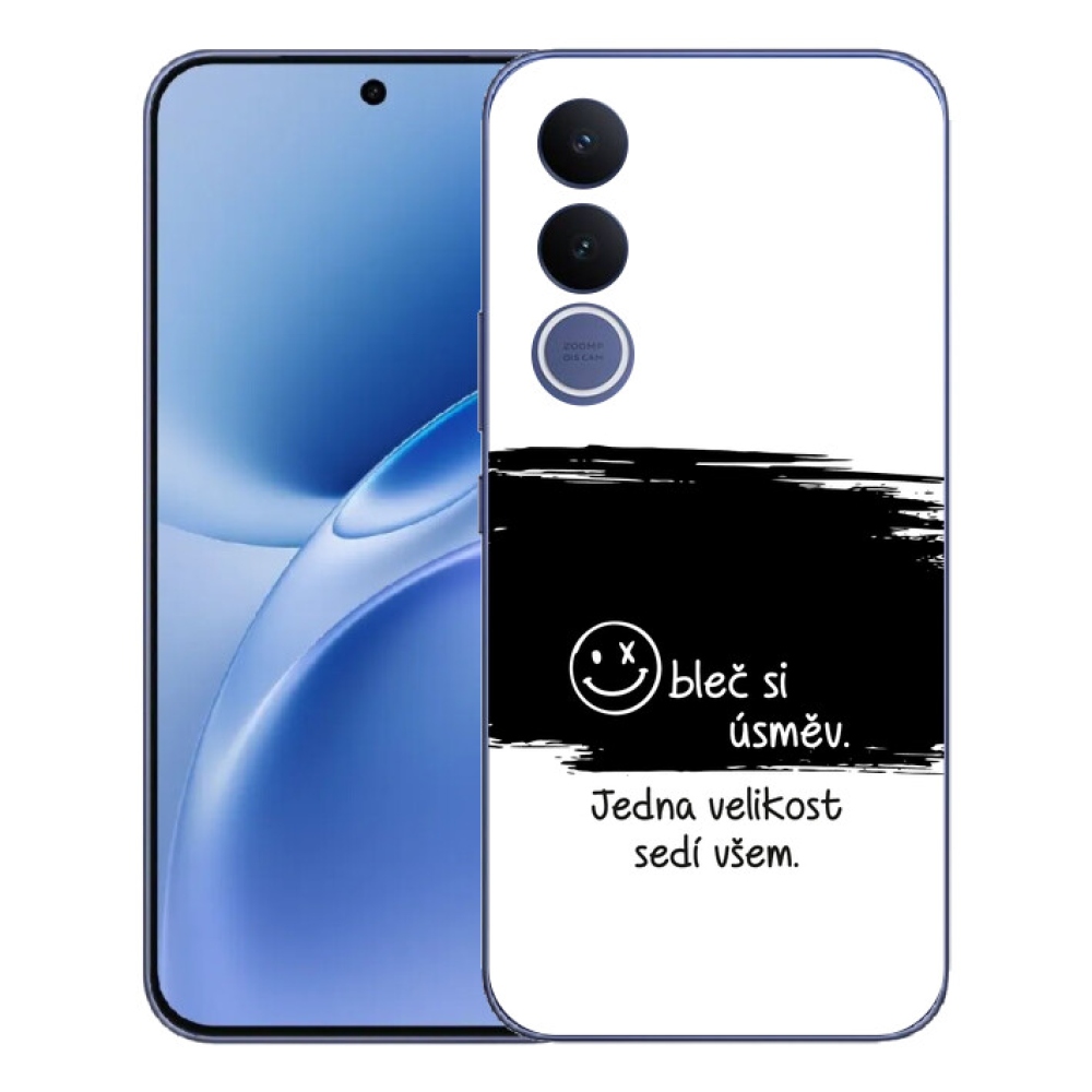 Gélový kryt mmCase na Vivo V70 FE - vtipný text 8 čiernobiele pozadie
