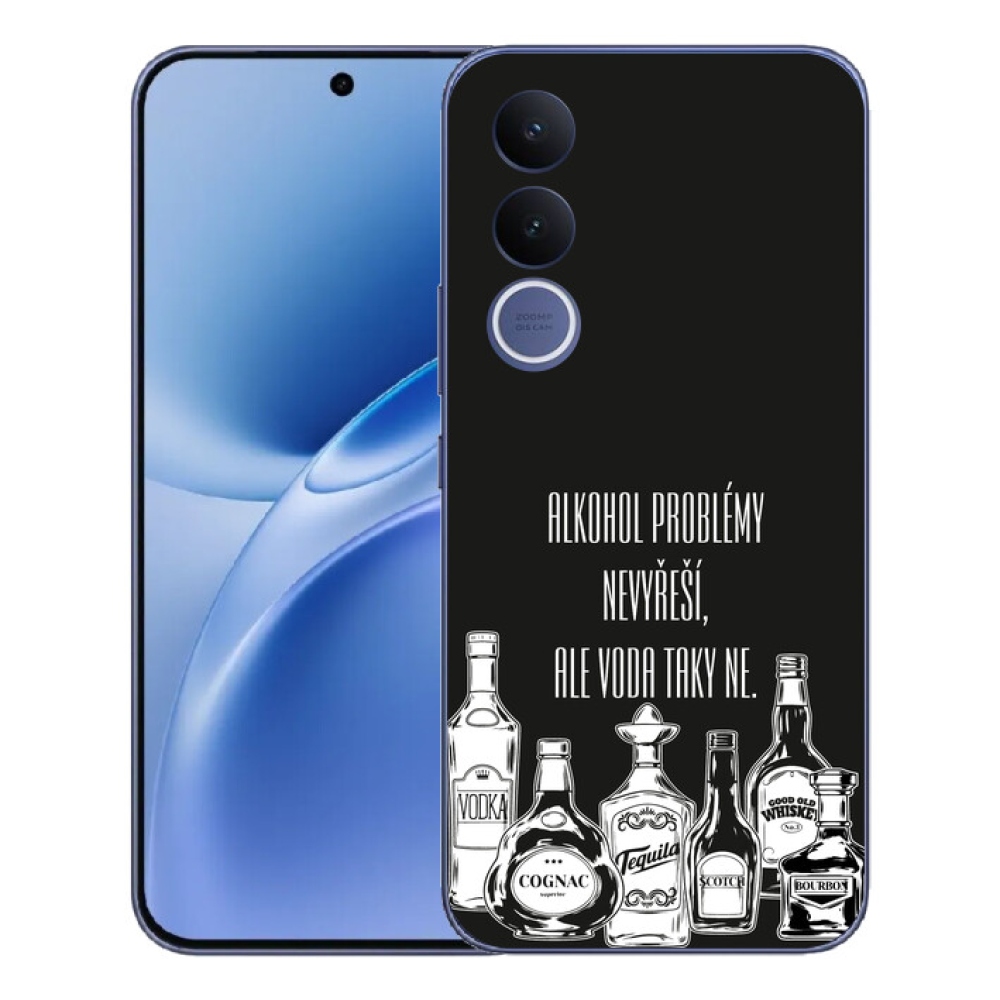 Gélový kryt mmCase na Vivo V70 FE - vtipný text čierne pozadie