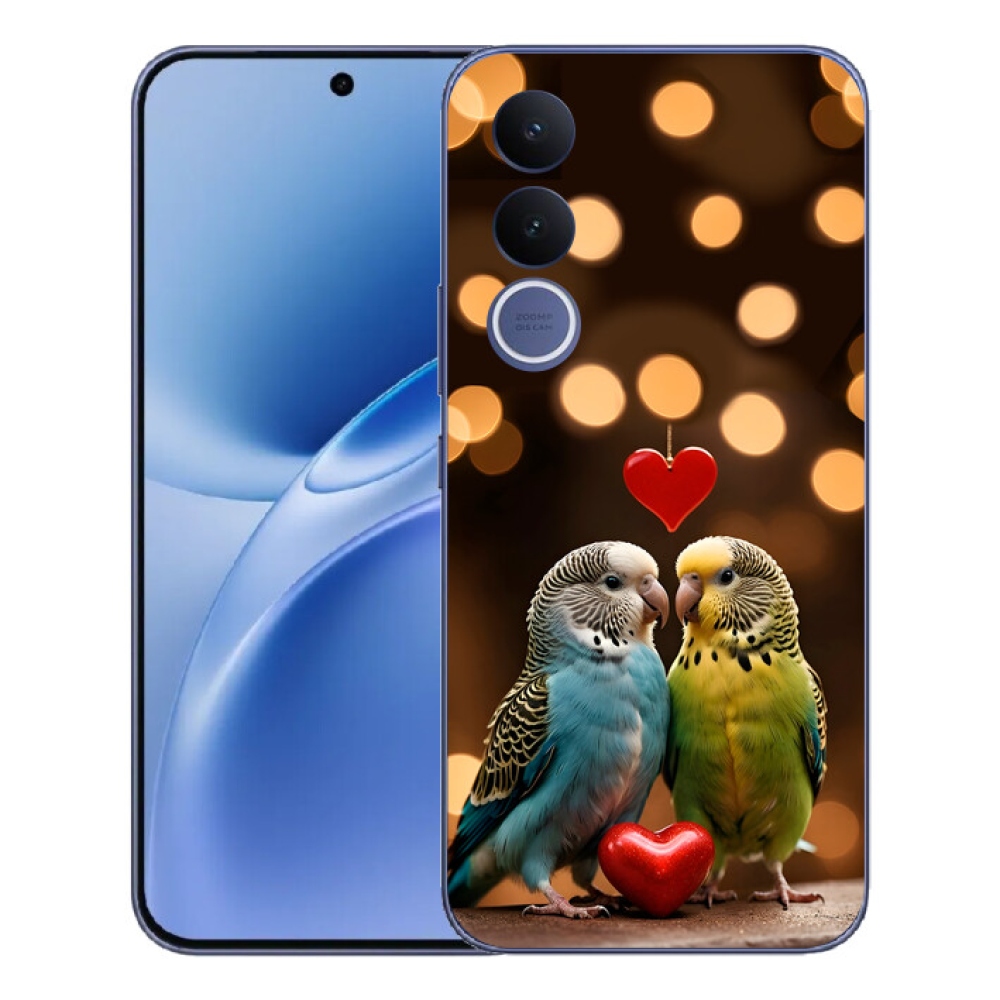 Gélový kryt mmCase na Vivo V70 FE - zamilovaní papagáje