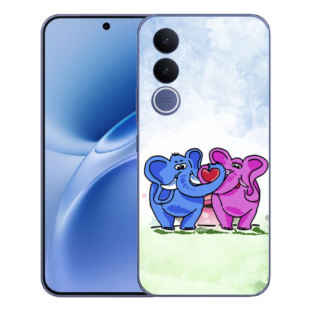 Gélový kryt mmCase na Vivo V70 FE - zamilovaní slony