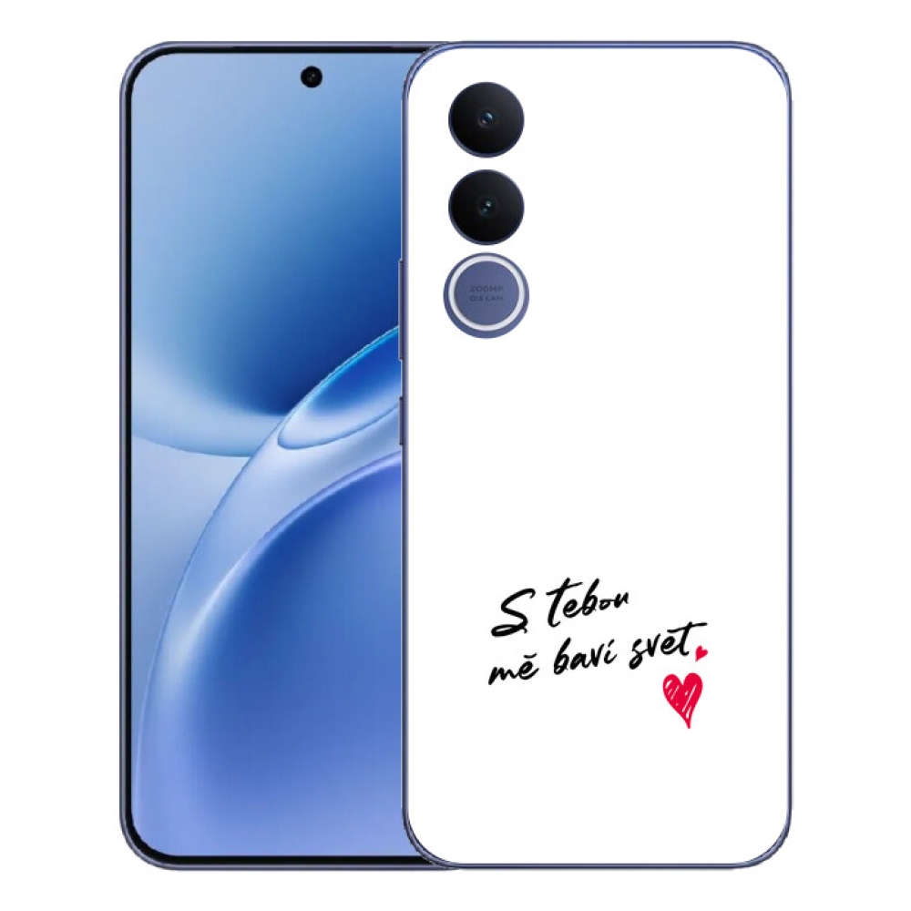 Gélový kryt mmCase na Vivo V70 FE - zamilovaný text 1 biele pozadie