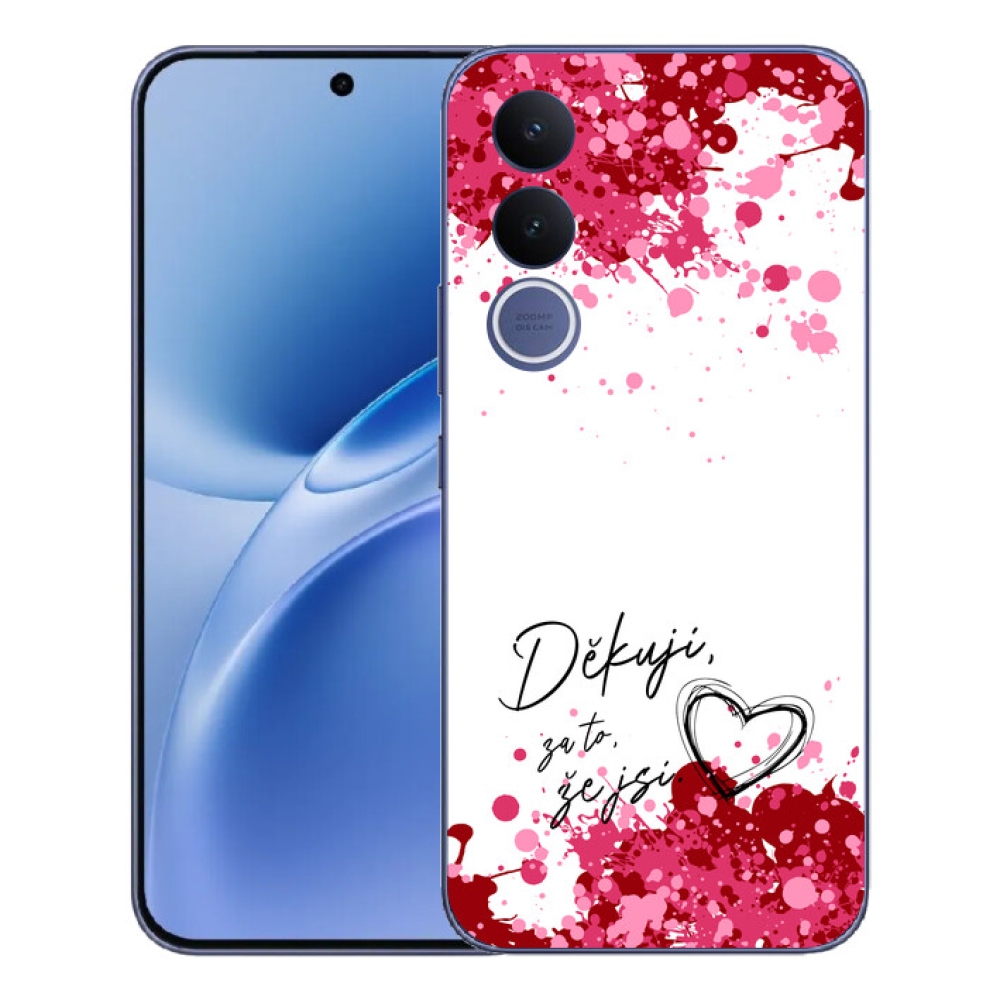 Gélový kryt mmCase na Vivo V70 FE - zamilovaný text 2 biele pozadie