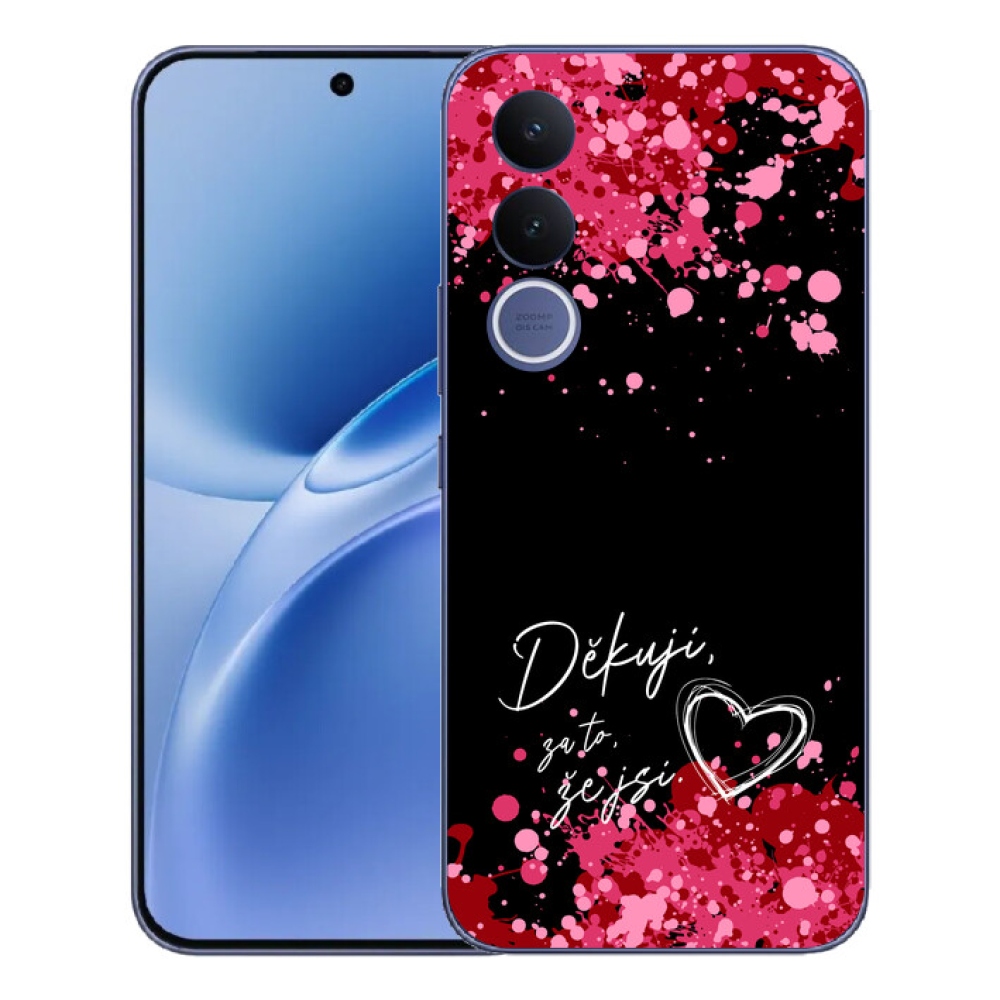 Gélový kryt mmCase na Vivo V70 FE - zamilovaný text 2 čierne pozadie