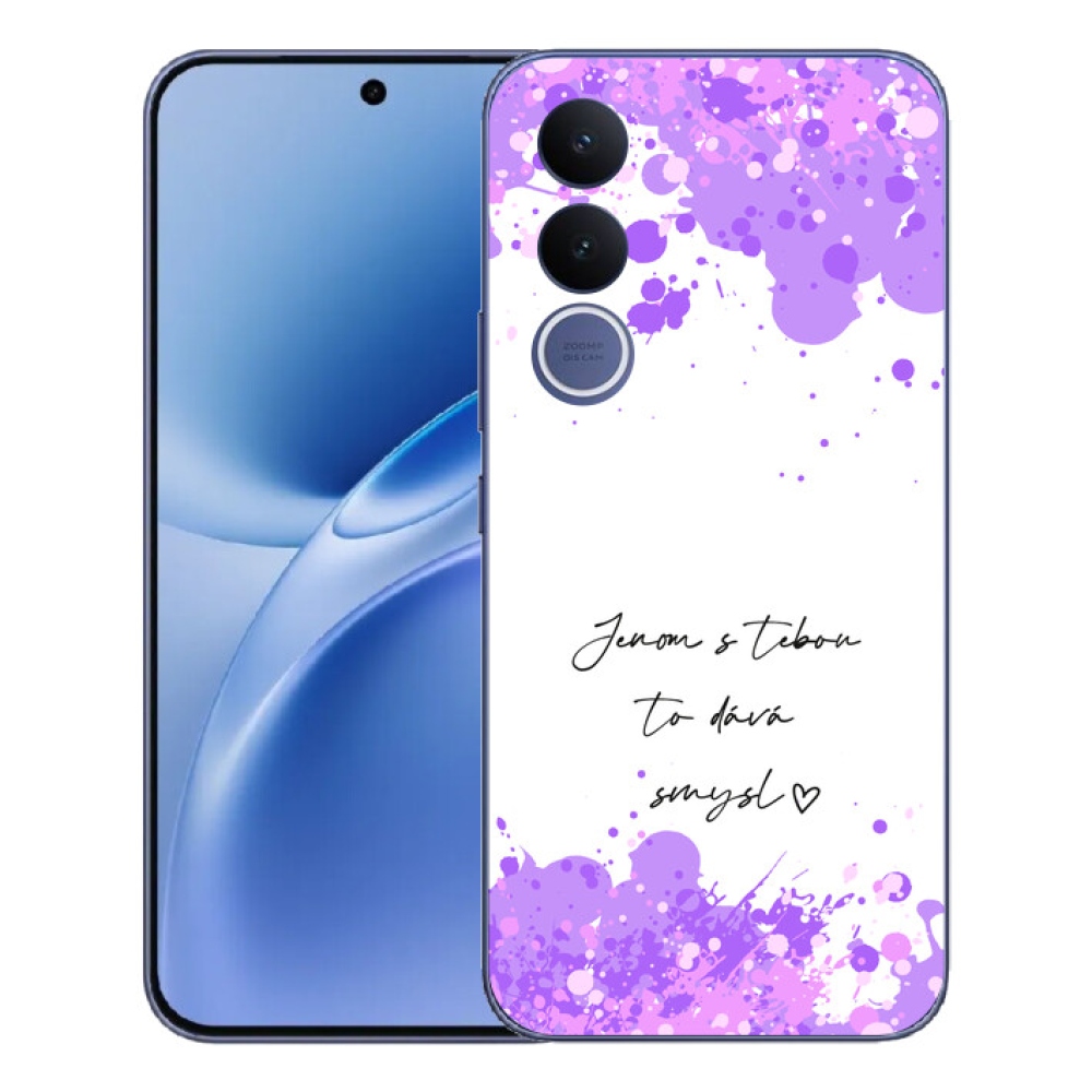 Gélový kryt mmCase na Vivo V70 FE - zamilovaný text biele pozadie