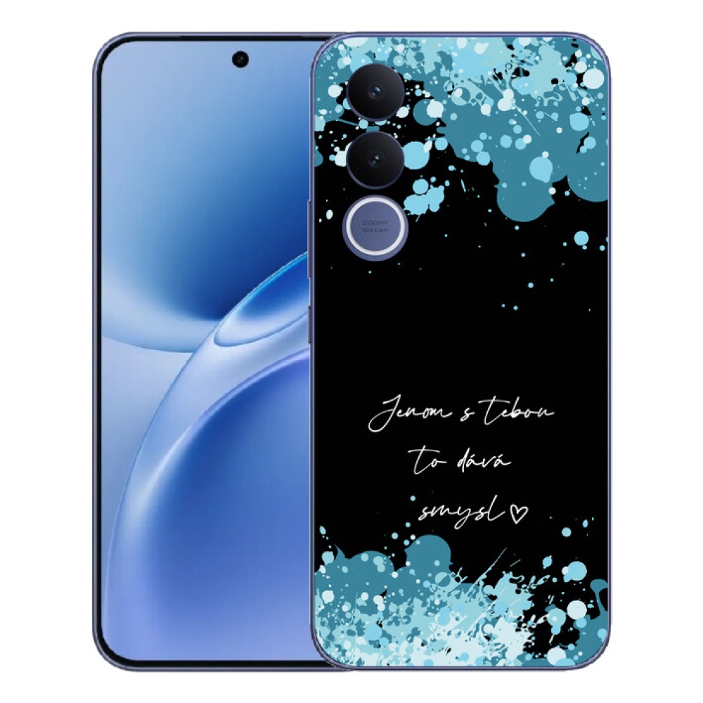 Gélový kryt mmCase na Vivo V70 FE - zamilovaný text čierne pozadie