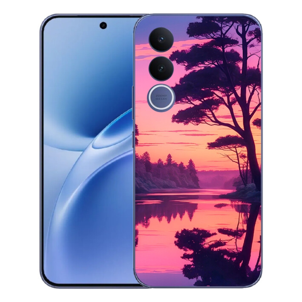 Gélový kryt mmCase na Vivo V70 FE - západ slnka nad jazerom