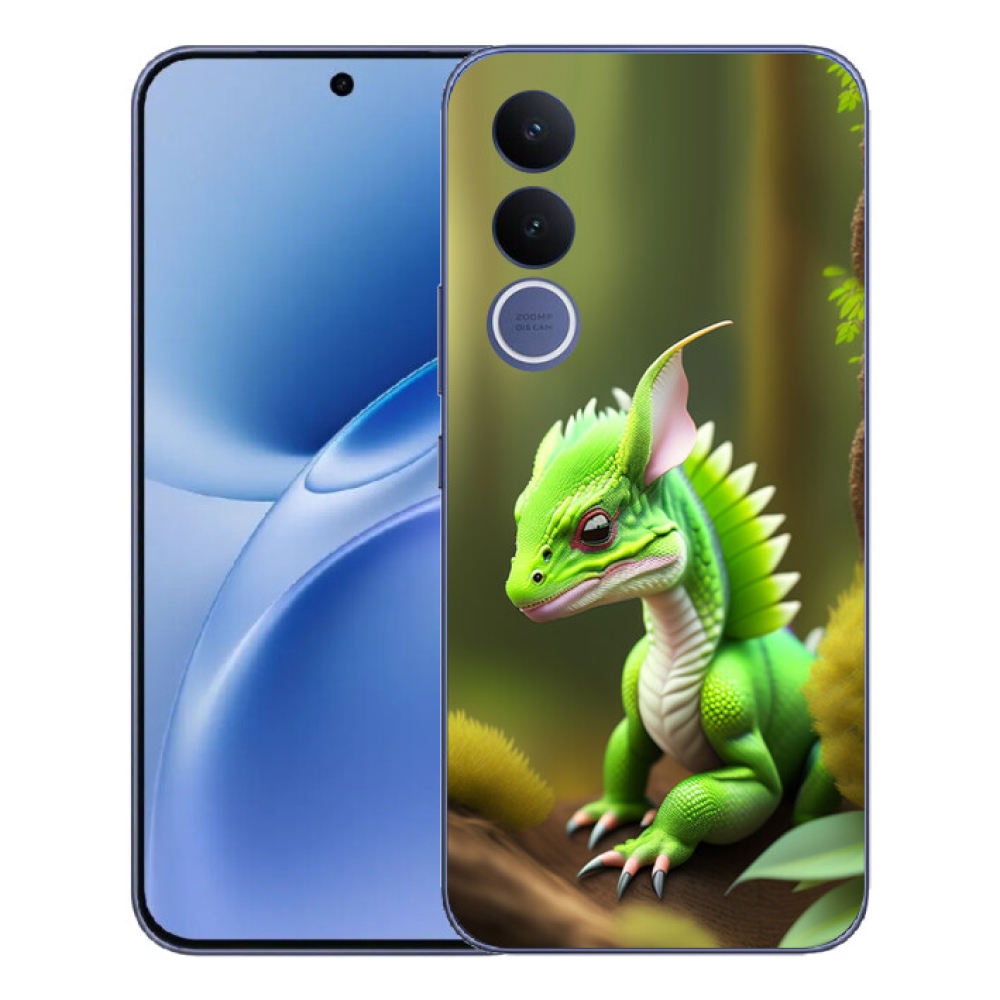 Gélový kryt mmCase na Vivo V70 FE - zelený dráčik