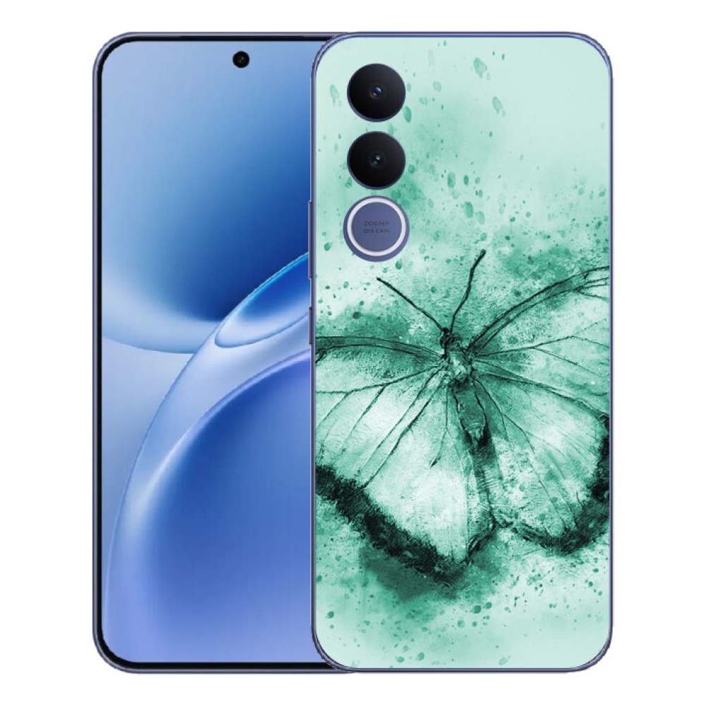 Gélový kryt mmCase na Vivo V70 FE - zelený motýľ