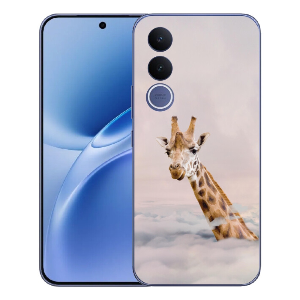 Gélový kryt mmCase na Vivo V70 FE - žirafa v oblakoch