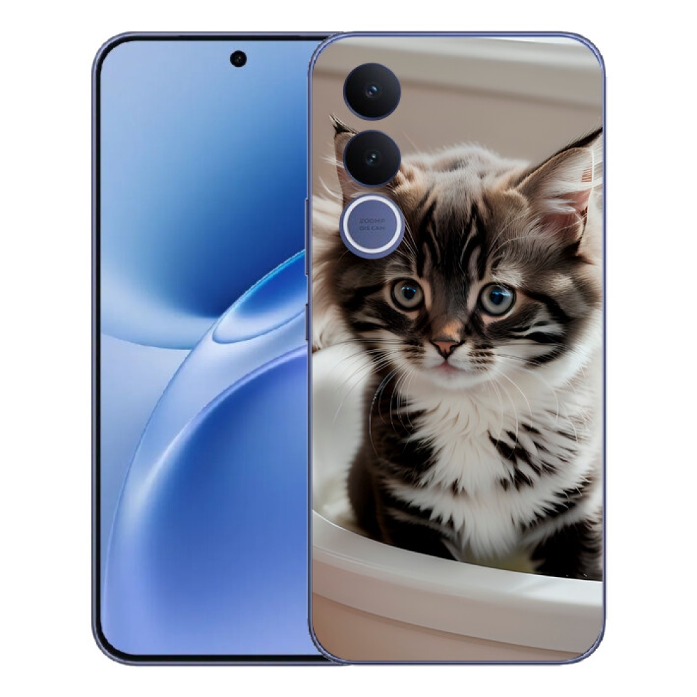 Gélový kryt mmCase na Vivo V70 FE - zvedavé mačiatko