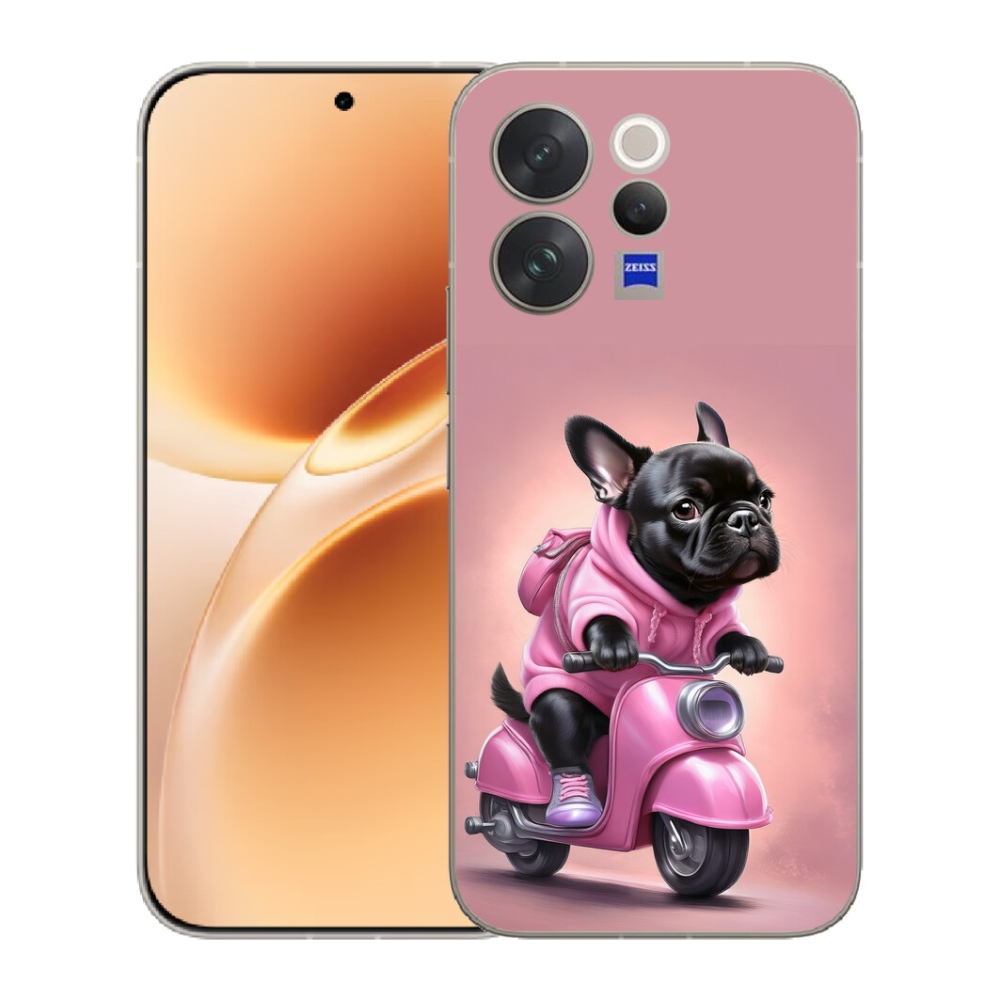 Gélový kryt mmCase na Vivo V70 - francúzsky buldoček na skútri