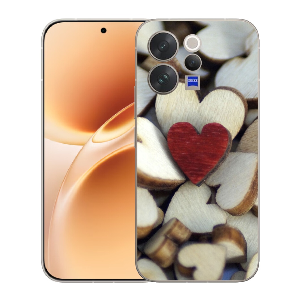 Gélový kryt mmCase na Vivo V70 - gravírované červené srdce