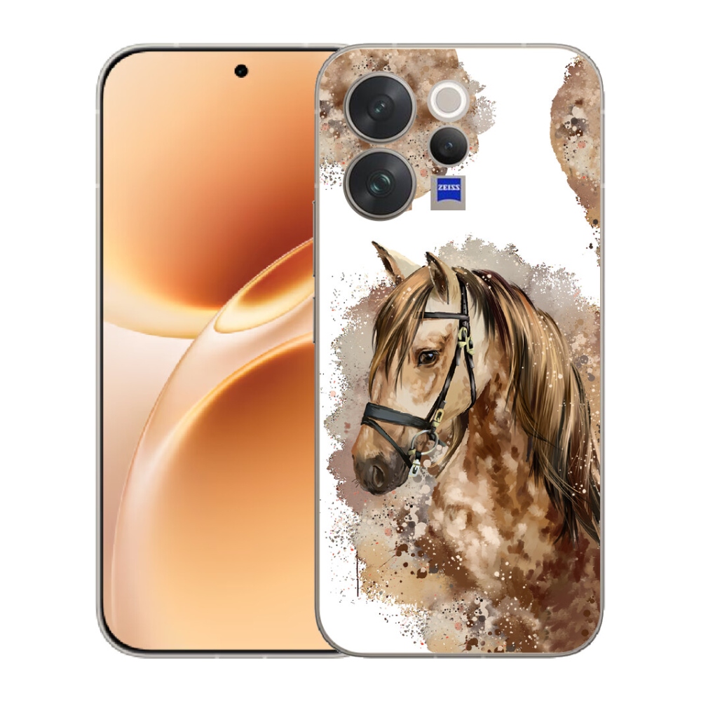 Gélový kryt mmCase na Vivo V70 - hnedý kreslený kôň