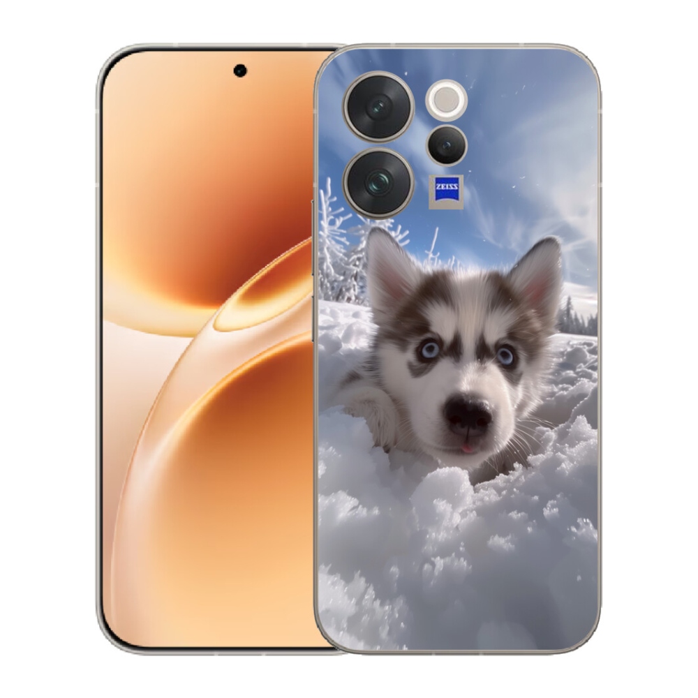 Gélový kryt mmCase na Vivo V70 - husky v snehu