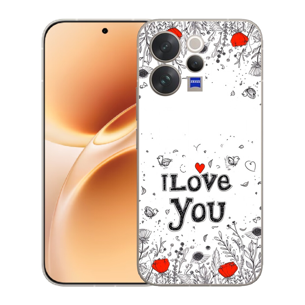 Gélový kryt mmCase na Vivo V70 - I love you biele pozadie