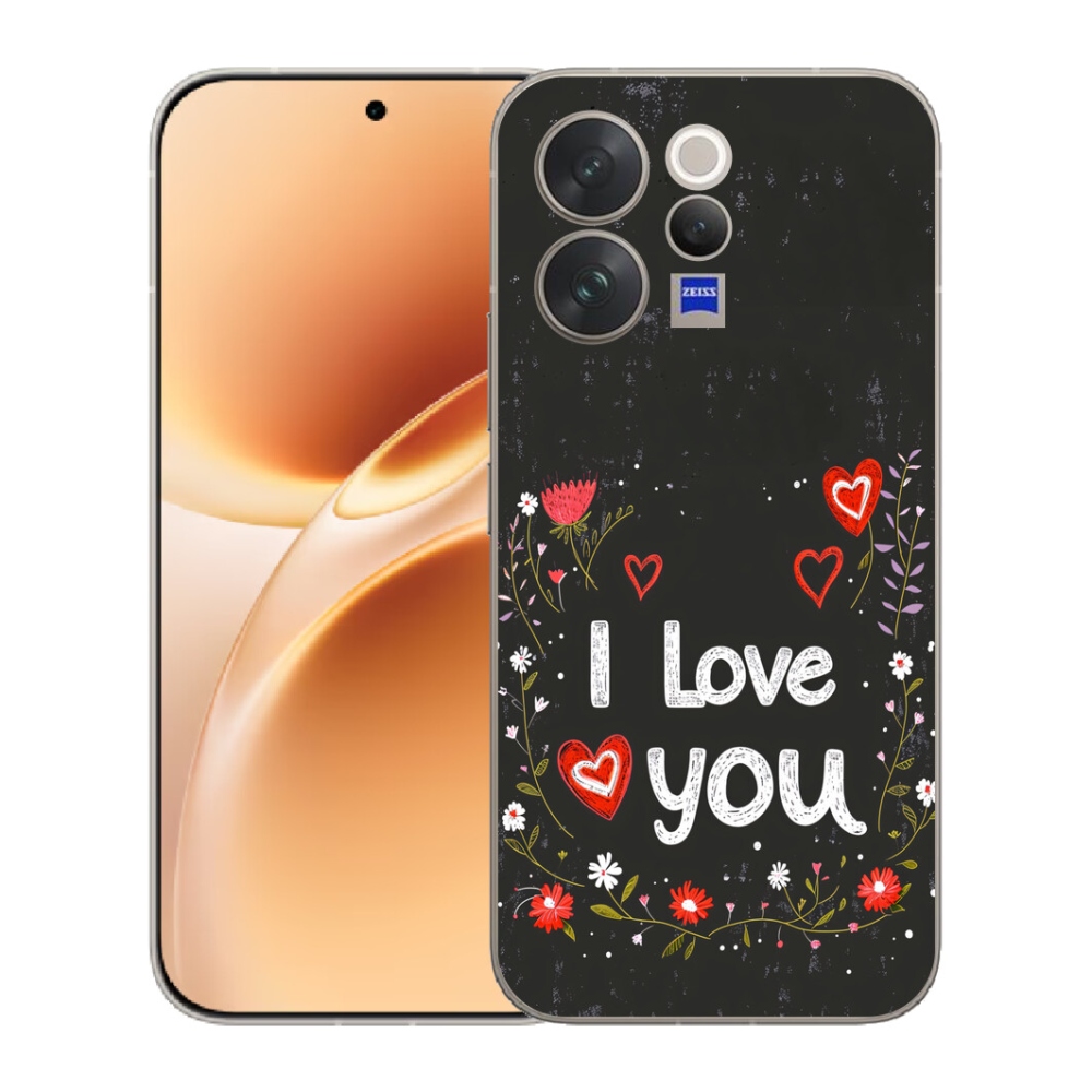 Gélový kryt mmCase na Vivo V70 - I love you čierne pozadie