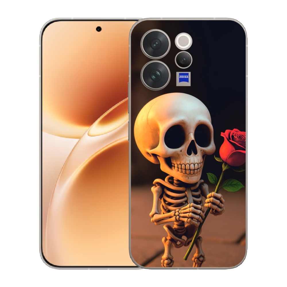 Gélový kryt mmCase na Vivo V70 - kostlivec s ružou
