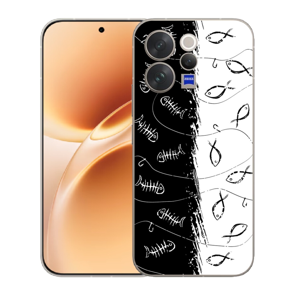 Gélový kryt mmCase na Vivo V70 - kostry a rybky