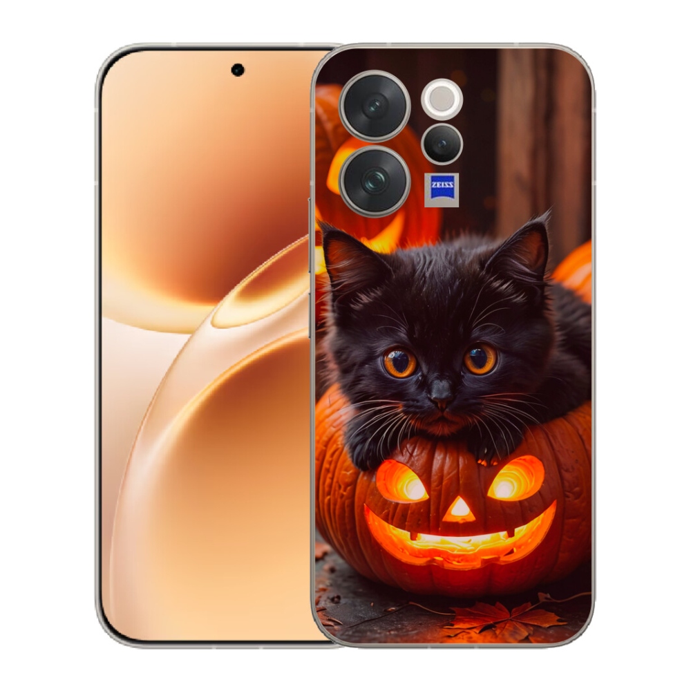 Gélový kryt mmCase na Vivo V70 - mačiatko a tekvica