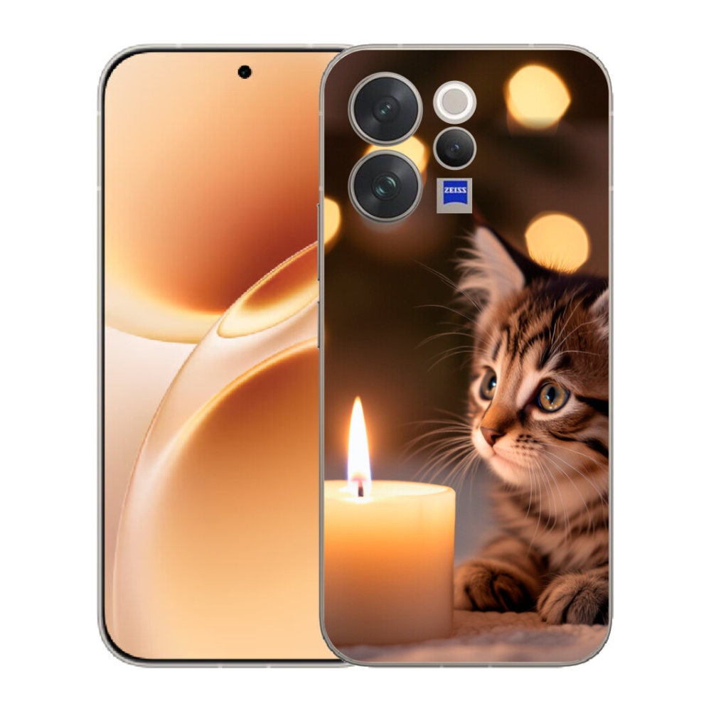 Gélový kryt mmCase na Vivo V70 - mačiatko a sviečka