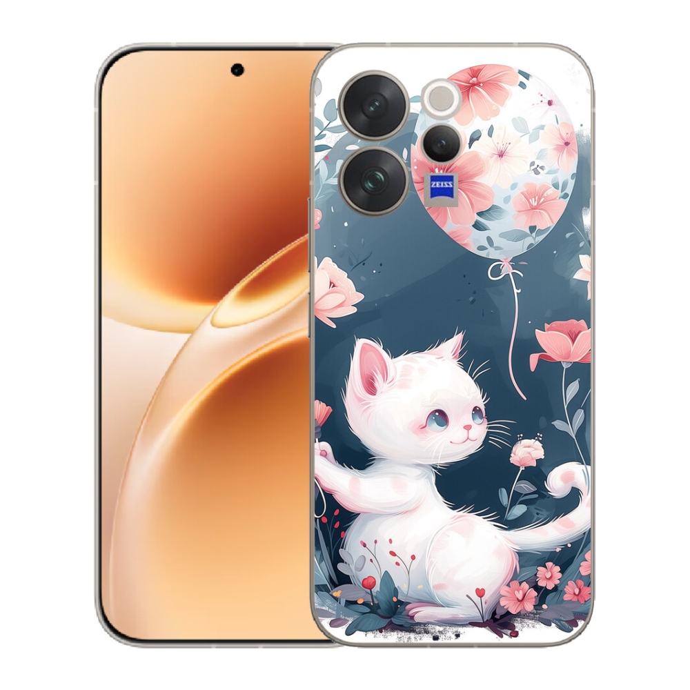 Gélový kryt mmCase na Vivo V70 - mačiatko s balónikom