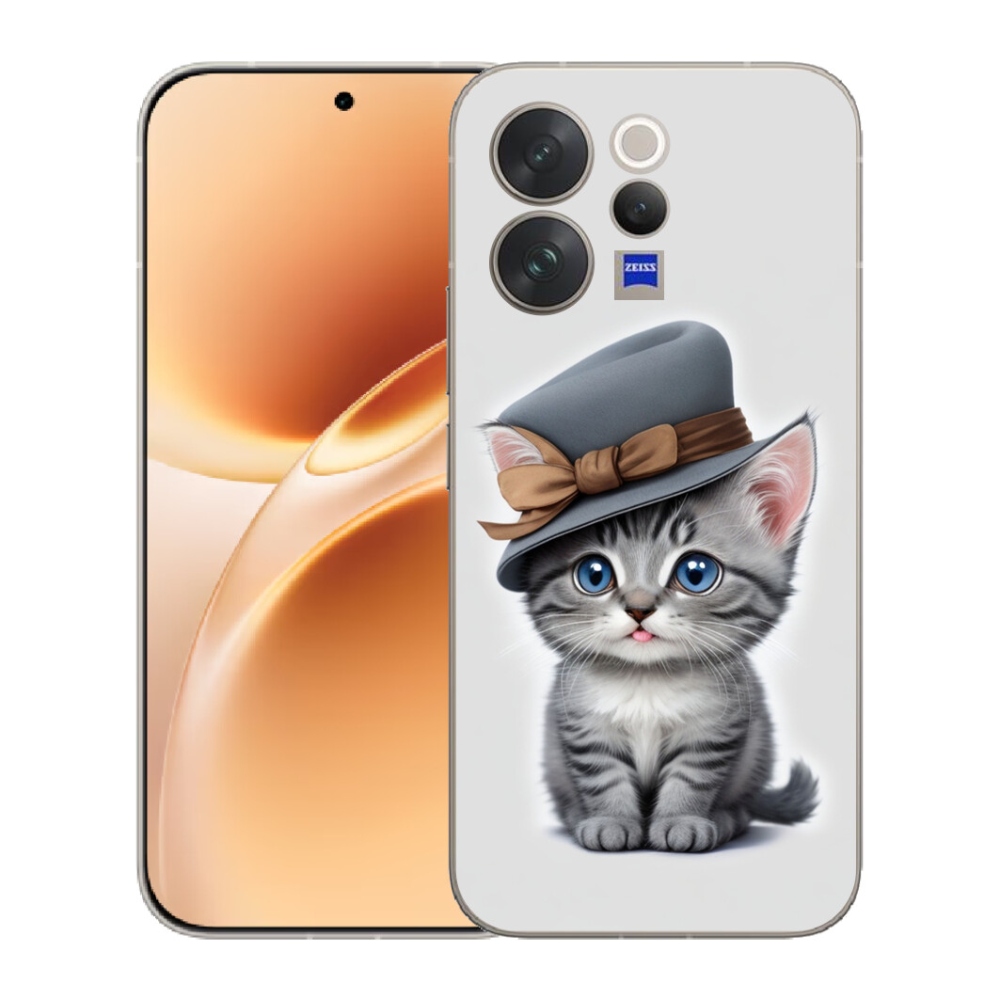 Gélový kryt mmCase na Vivo V70 - mačiatko s klobúkom