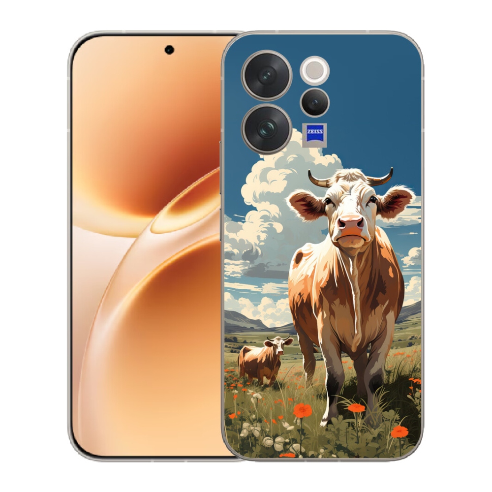 Gélový kryt mmCase na Vivo V70 - kravy na lúke