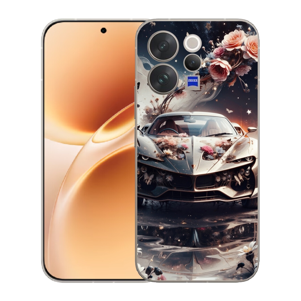 Gélový kryt mmCase na Vivo V70 - kvetinový športový automobil