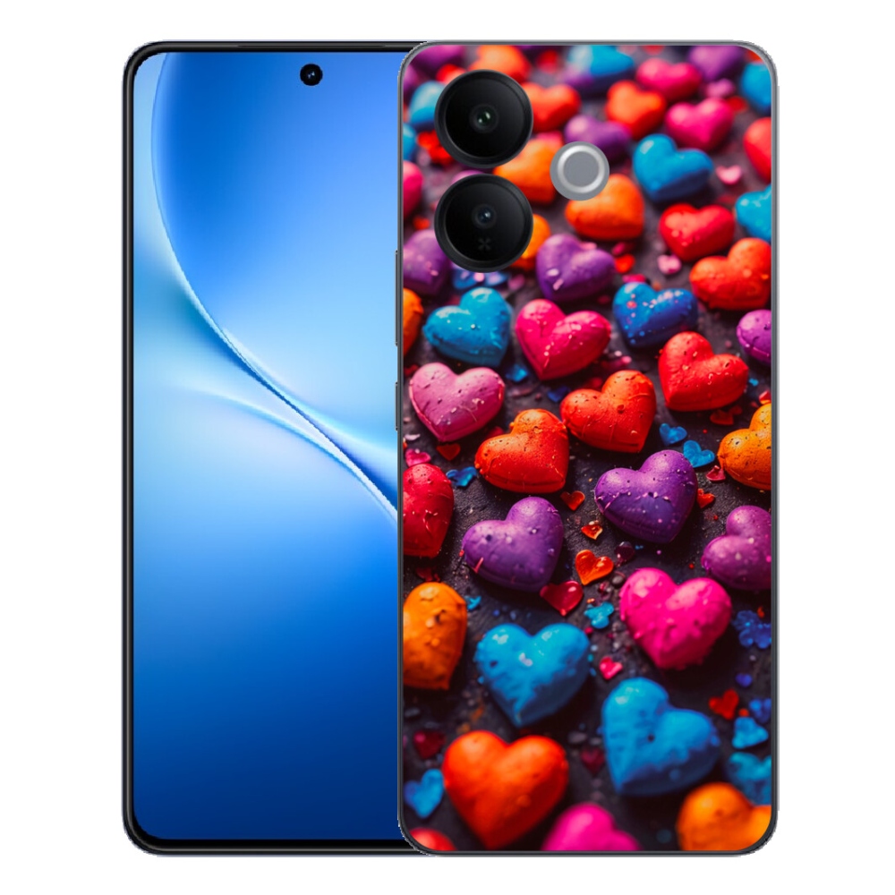 Gélový kryt mmCase na Vivo V70 Lite 5G - farebné srdcia