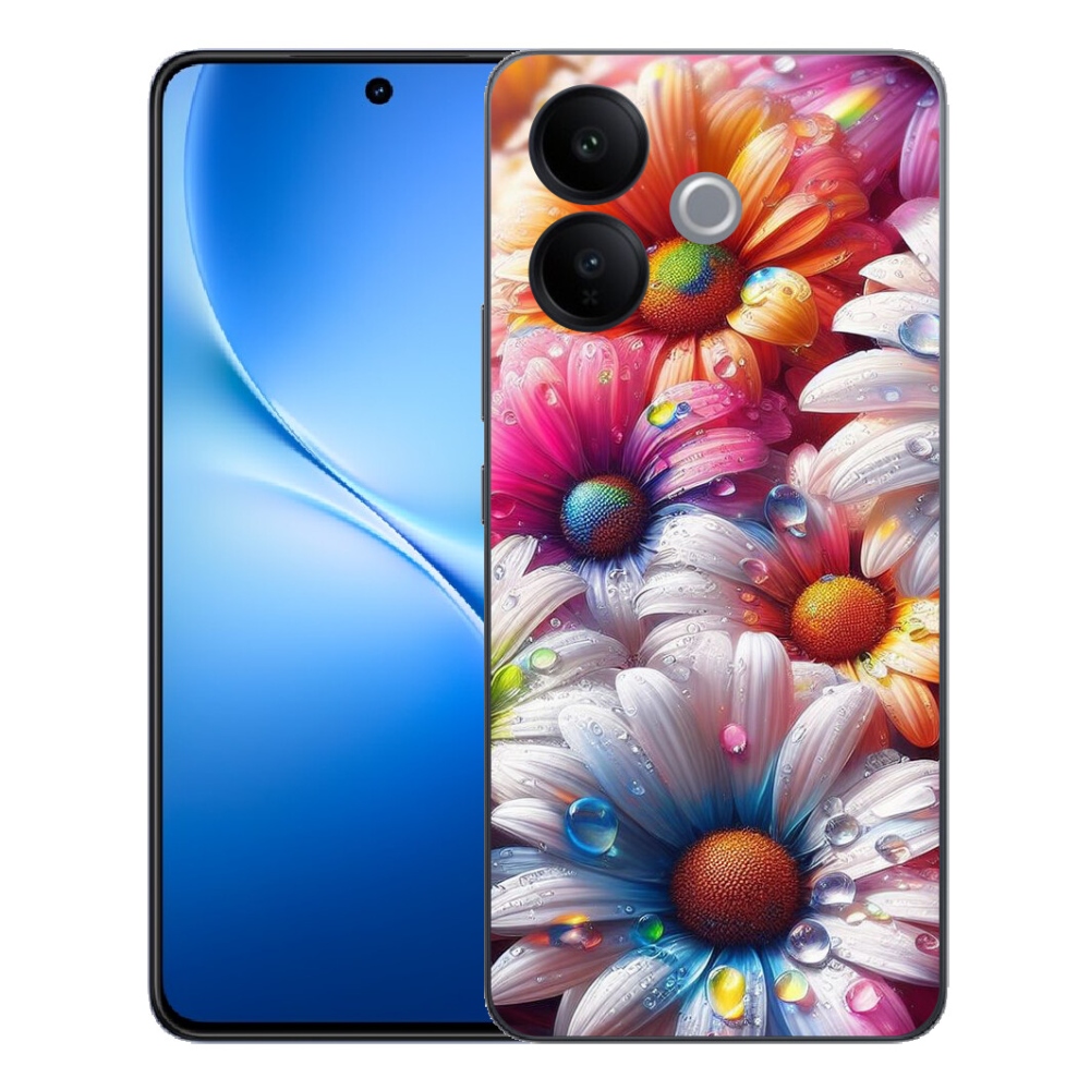 Gélový kryt mmCase na Vivo V70 Lite 5G - farebné margaréty