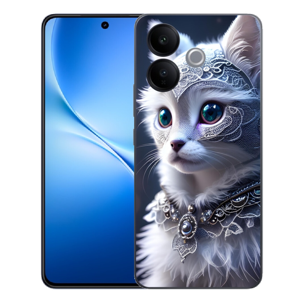 Gélový kryt mmCase na Vivo V70 Lite 5G - biela mačka