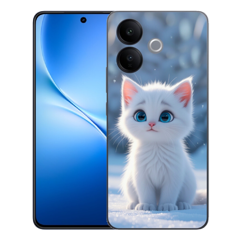 Gélový kryt mmCase na Vivo V70 Lite 5G - biele mačiatko 3