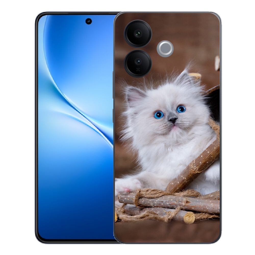 Gélový kryt mmCase na Vivo V70 Lite 5G - biele mačiatko
