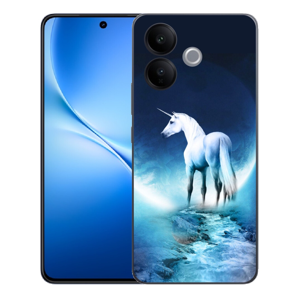 Gélový kryt mmCase na Vivo V70 Lite 5G - biely jednorožec