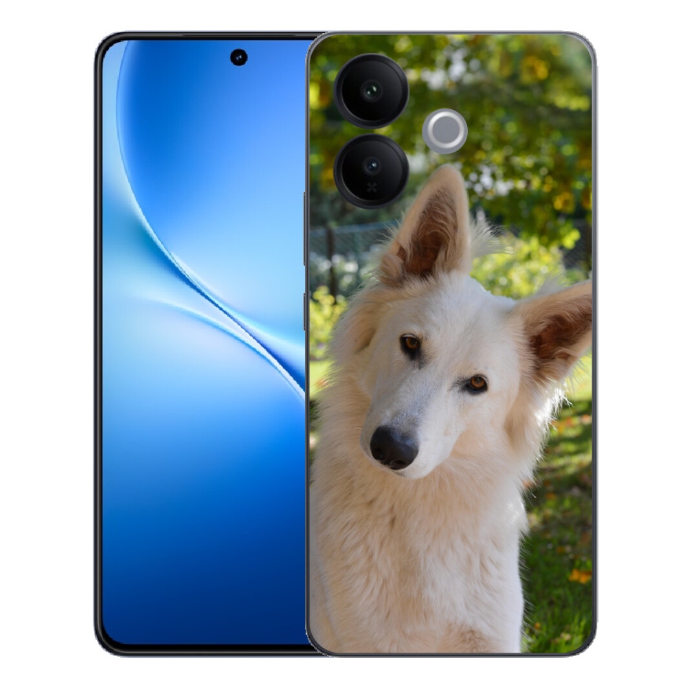 Gélový kryt mmCase na Vivo V70 Lite 5G - biely švajčiarsky ovčiak 1