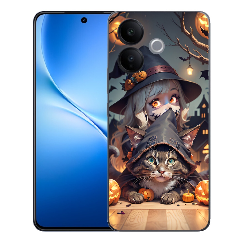 Gélový kryt mmCase na Vivo V70 Lite 5G - čarodejnica s mačkou