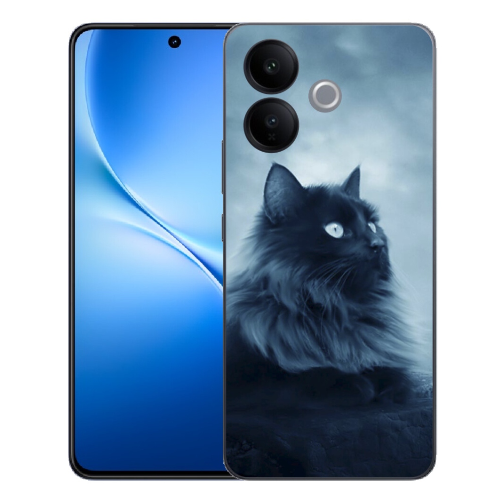 Gélový kryt mmCase na Vivo V70 Lite 5G - čierna mačka 1