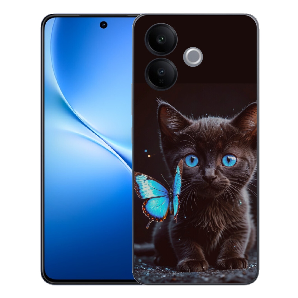 Gélový kryt mmCase na Vivo V70 Lite 5G - čierne mačiatko 3