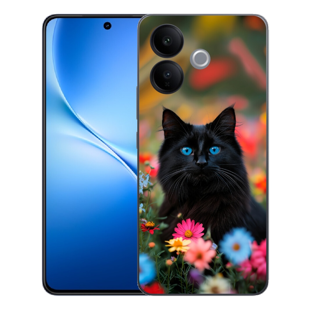 Gélový kryt mmCase na Vivo V70 Lite 5G - čierne mačiatko 4