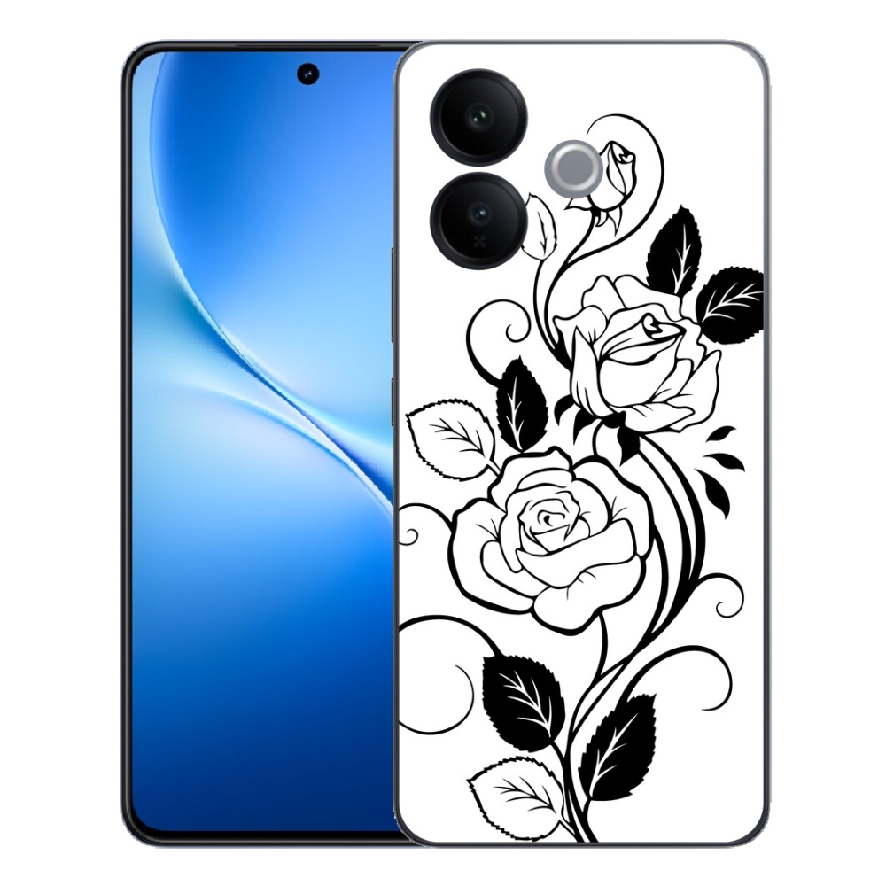 Gélový kryt mmCase na Vivo V70 Lite 5G - čiernobiela ruža