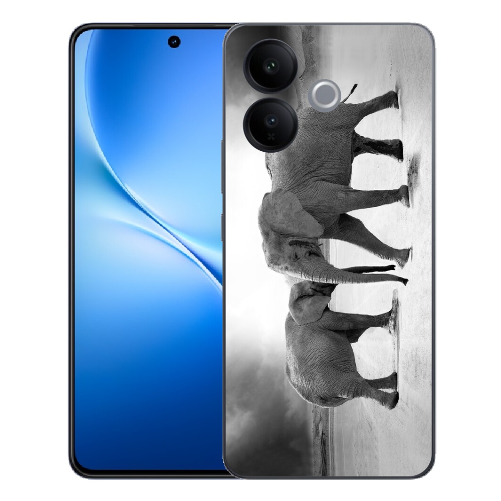 Gélový kryt mmCase na Vivo V70 Lite 5G - čiernobieli slony