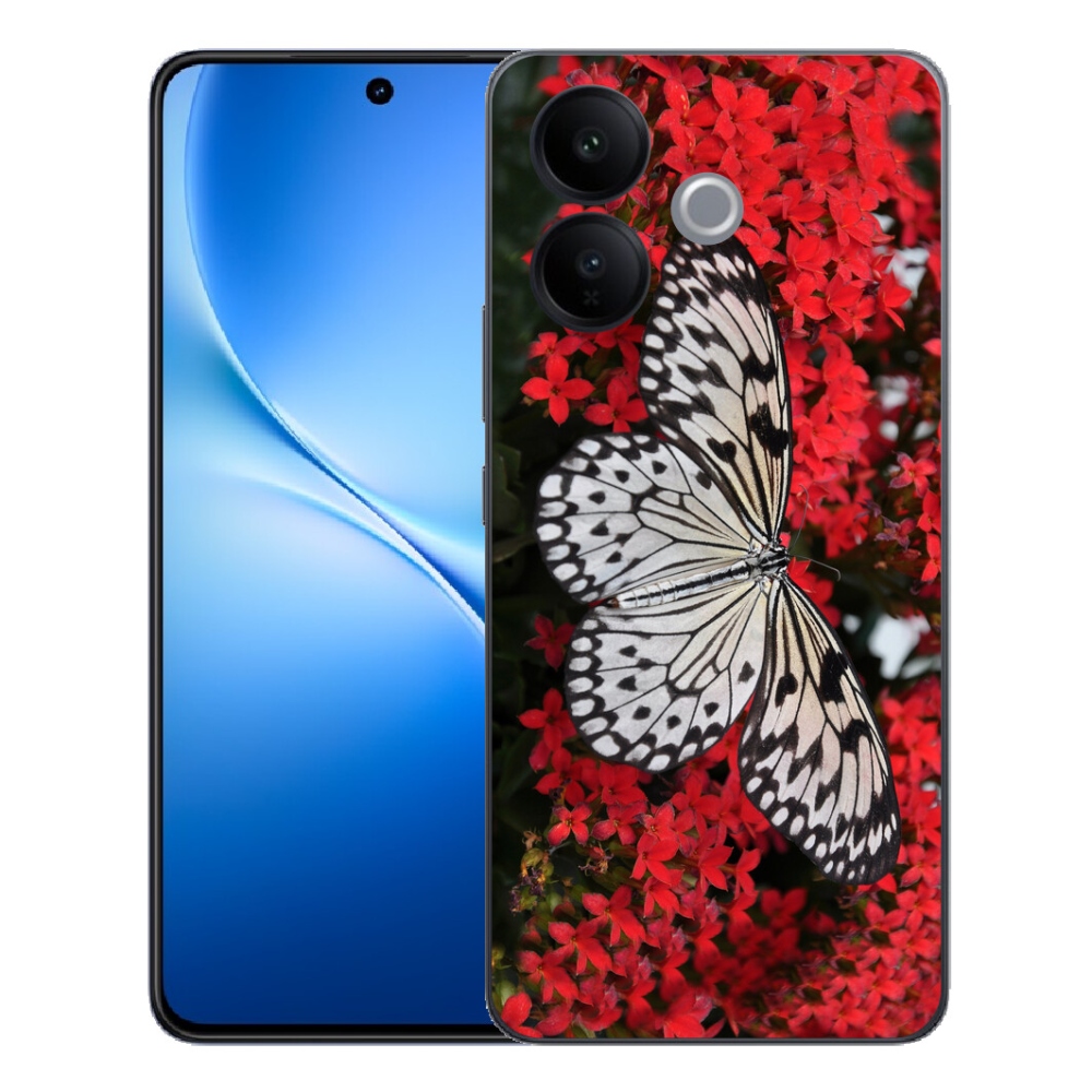 Gélový kryt mmCase na Vivo V70 Lite 5G - čiernobiely motýľ 1