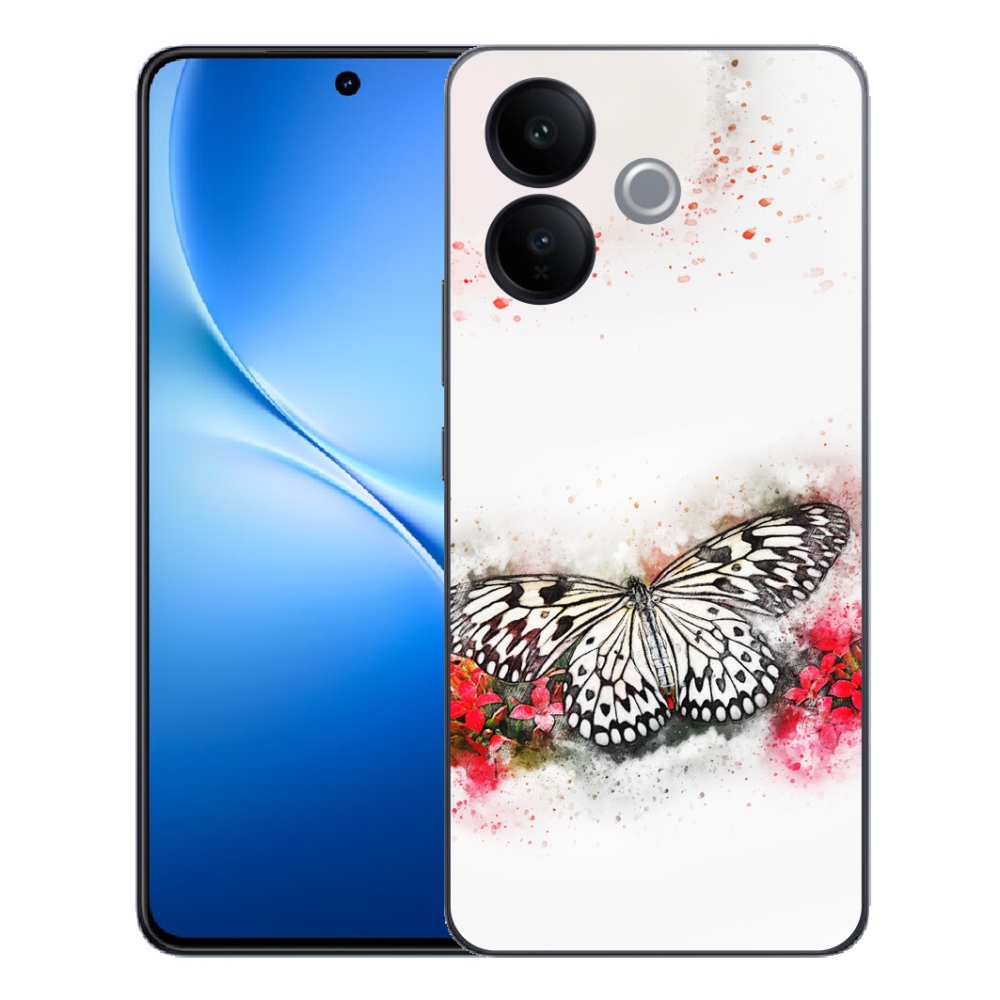 Gélový kryt mmCase na Vivo V70 Lite 5G - čiernobiely motýľ